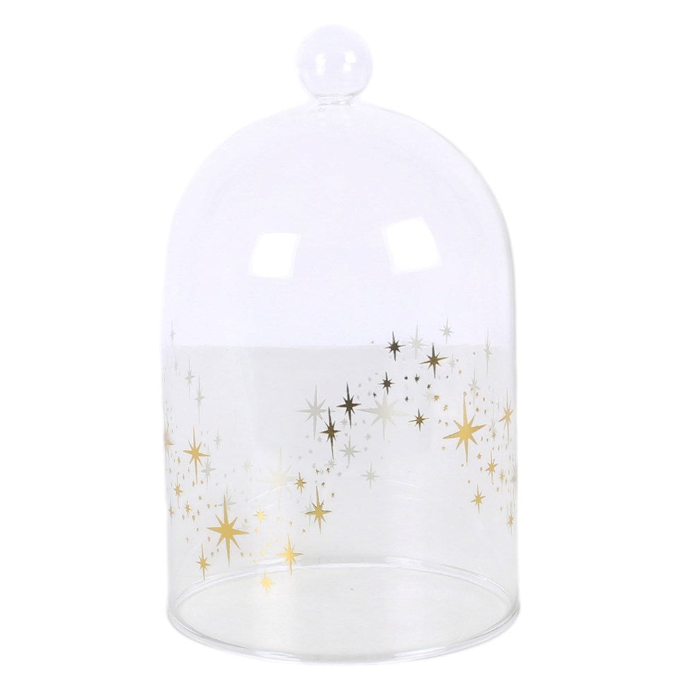 Stardust Glasglocke mit Sternenmotiv freistehend