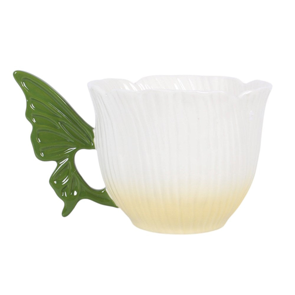 Fairy Keramik Teetasse mit Schmetterlings-Henkel seitlich