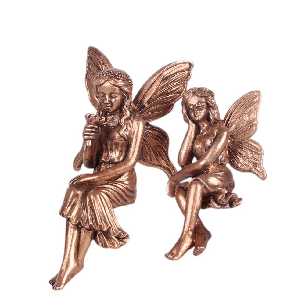 Fairy Sitzfigur bronzefarben mit Blume