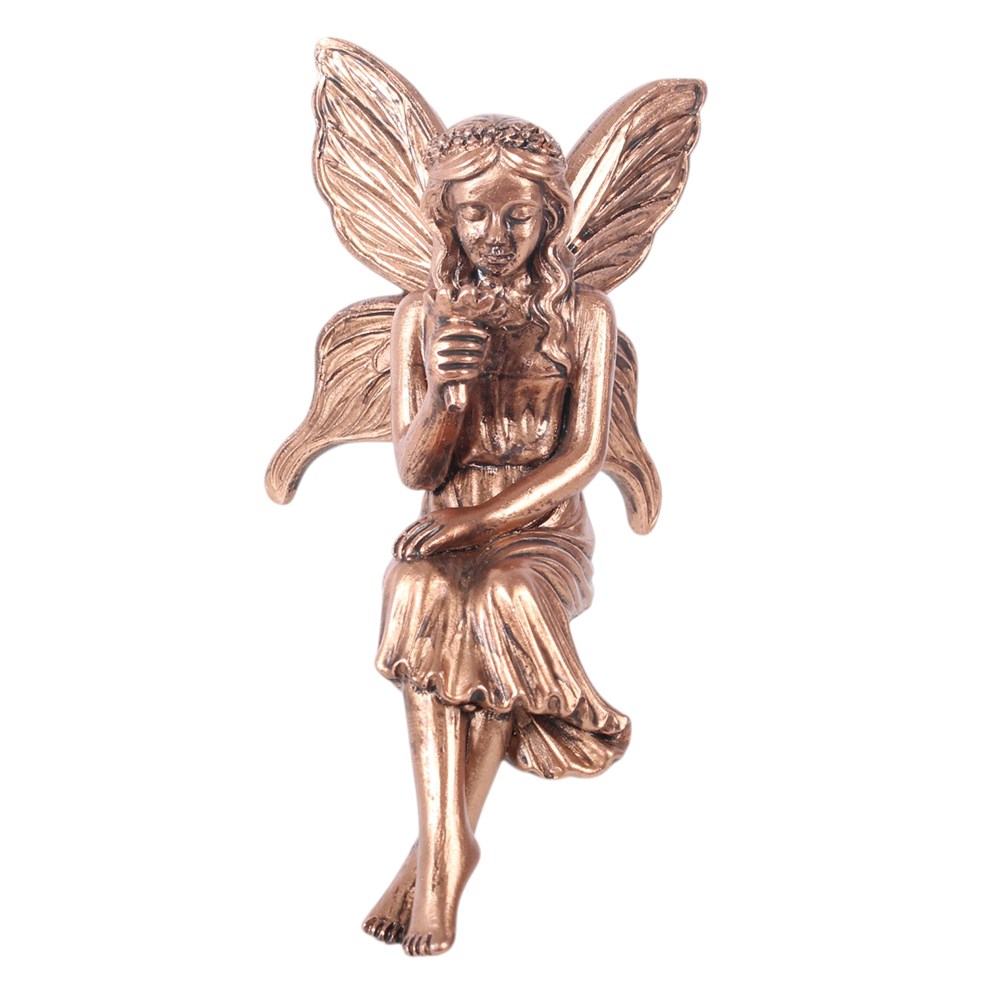 Fairy Sitzfigur bronzefarben träumend