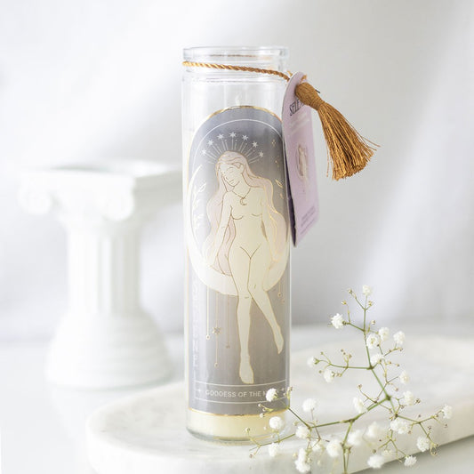 Selene Goddess Kerze im Glas  mit Amethystkristallen