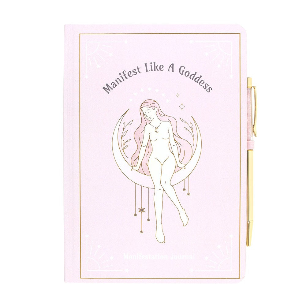 Goddess Tagebuch Notizbuch mit Rosenquarz-Kristallstift A4