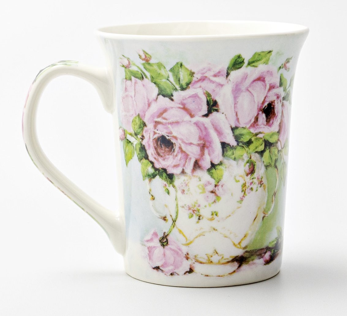 Romantischer Clayre & Eef Tasse Kaffeebecher 350 ml Rosenmotiv