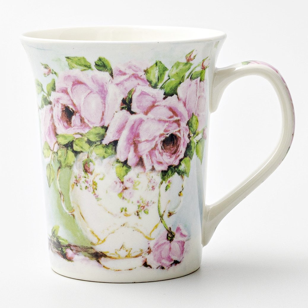 Romantischer Clayre & Eef Tasse Kaffeebecher 350 ml Rosenmotiv