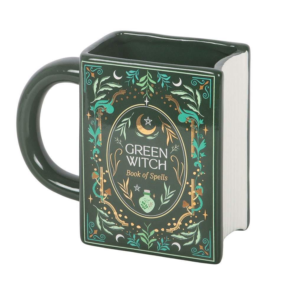 "Green Witch" 3D Becher Tasse in Buchform mystisch Gothic Geschenk