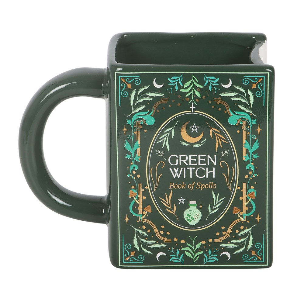 "Green Witch" 3D Becher Tasse in Buchform mystisch Gothic Geschenk