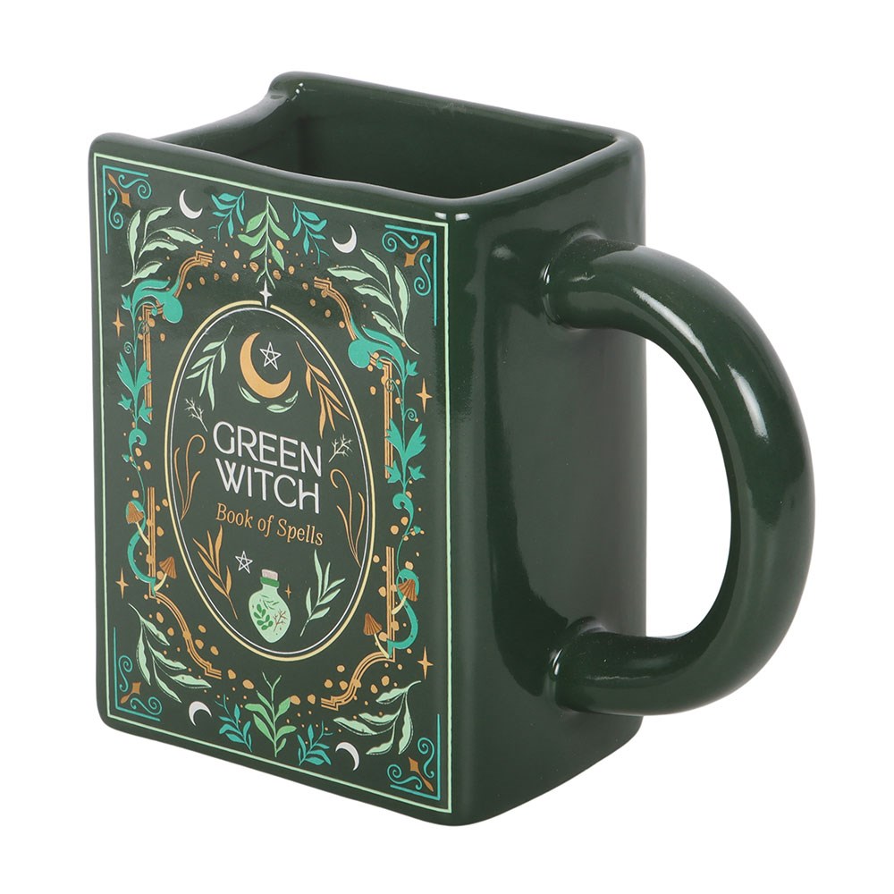 "Green Witch" 3D Becher Tasse in Buchform mystisch Gothic Geschenk
