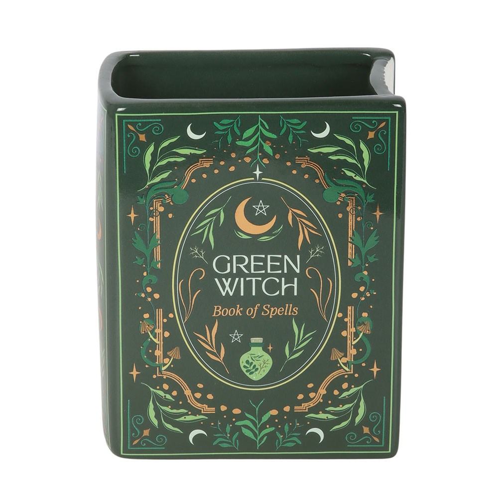 Mystische Vase Pflanzengefäß "Green Witch" in Buchform Hexen-Deko