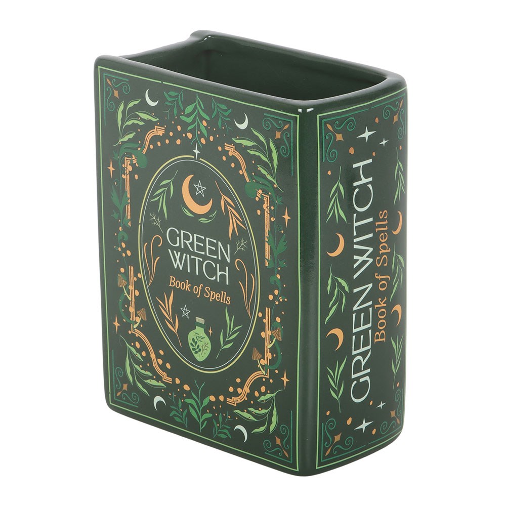 Mystische Vase Pflanzengefäß "Green Witch" in Buchform Hexen-Deko
