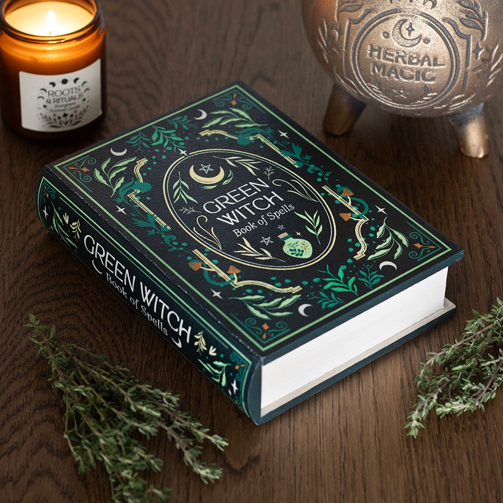 "Green Witch" Dekobox in Buchform Book of Spells Hexen Aufbewahrung