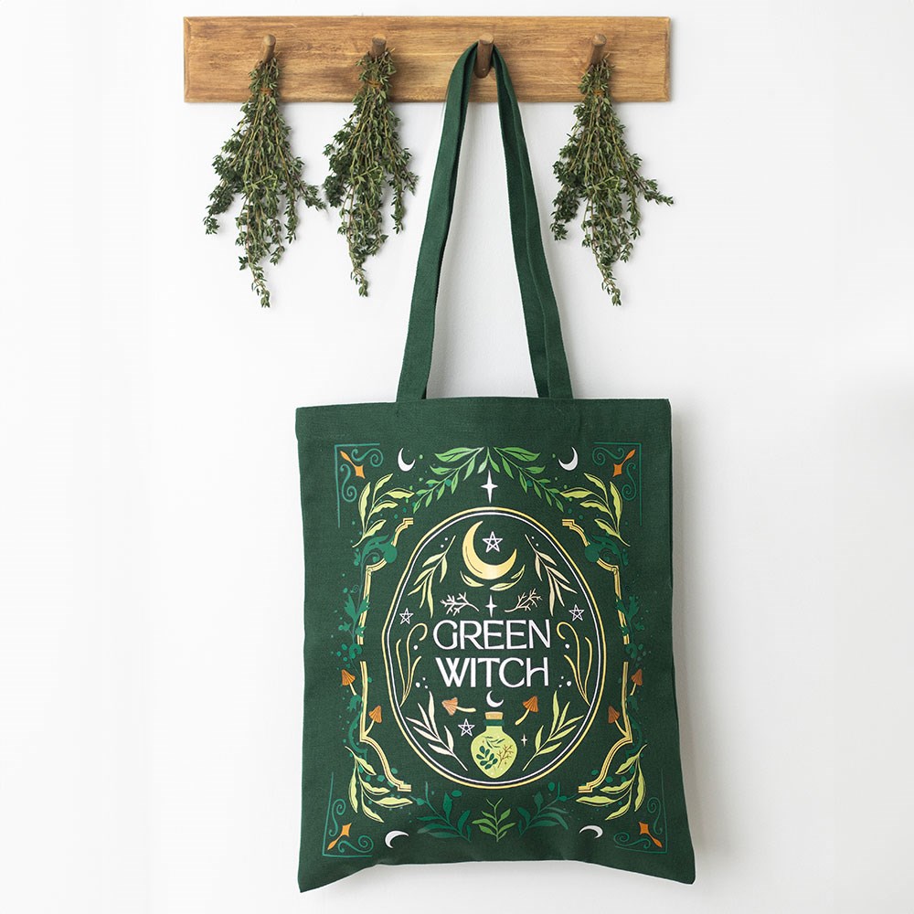 "Green Witch" Gothic Stofftasche in grün Witch Umhängetasche