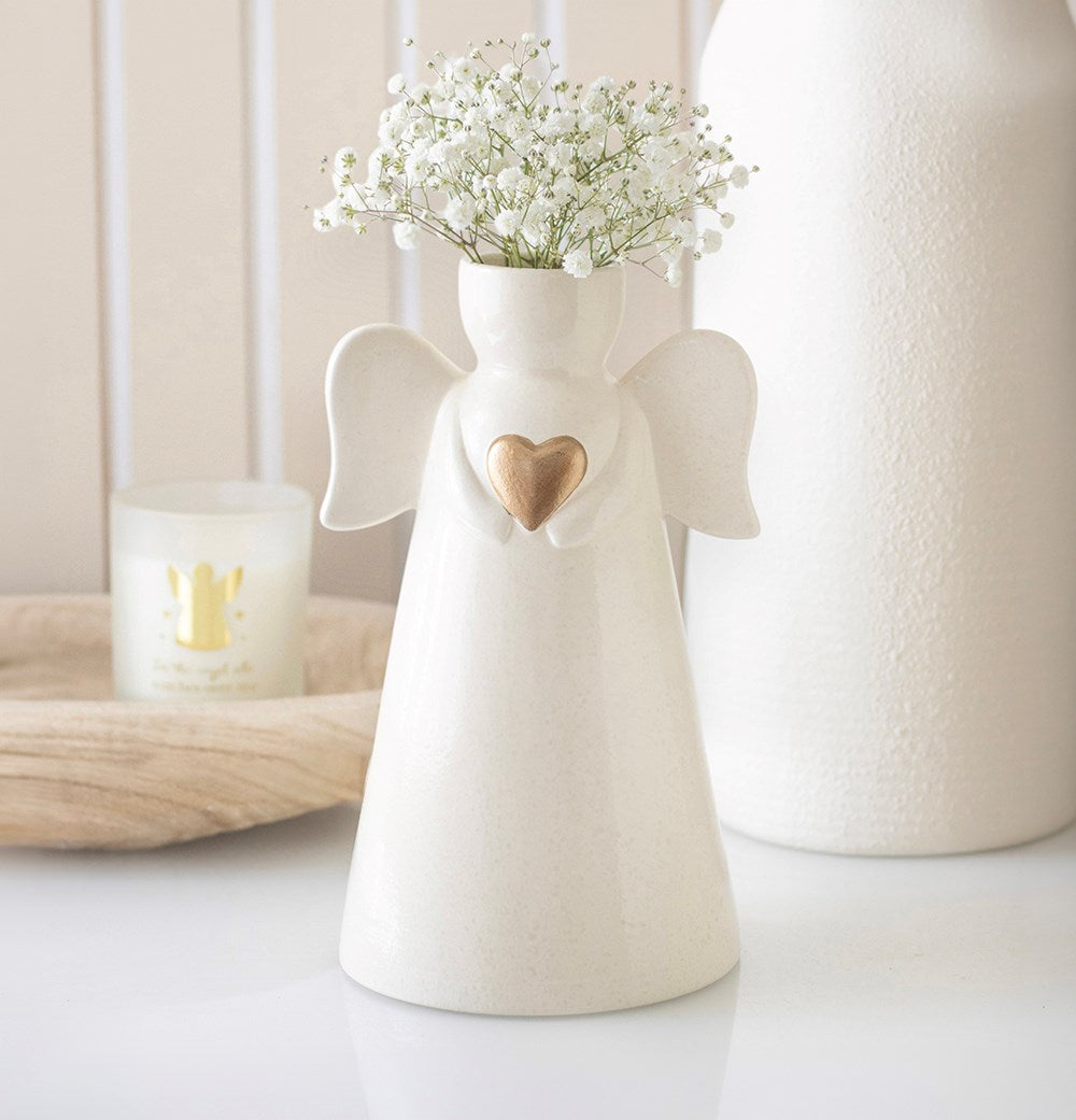 Keramik Engel Vase mit Blumen – Lifestyle