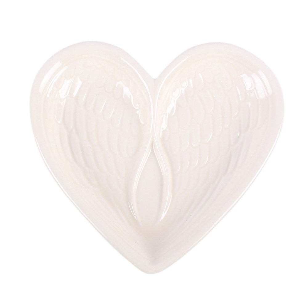 Keramik Herz Schmuckschale Angel Wings Draufsicht