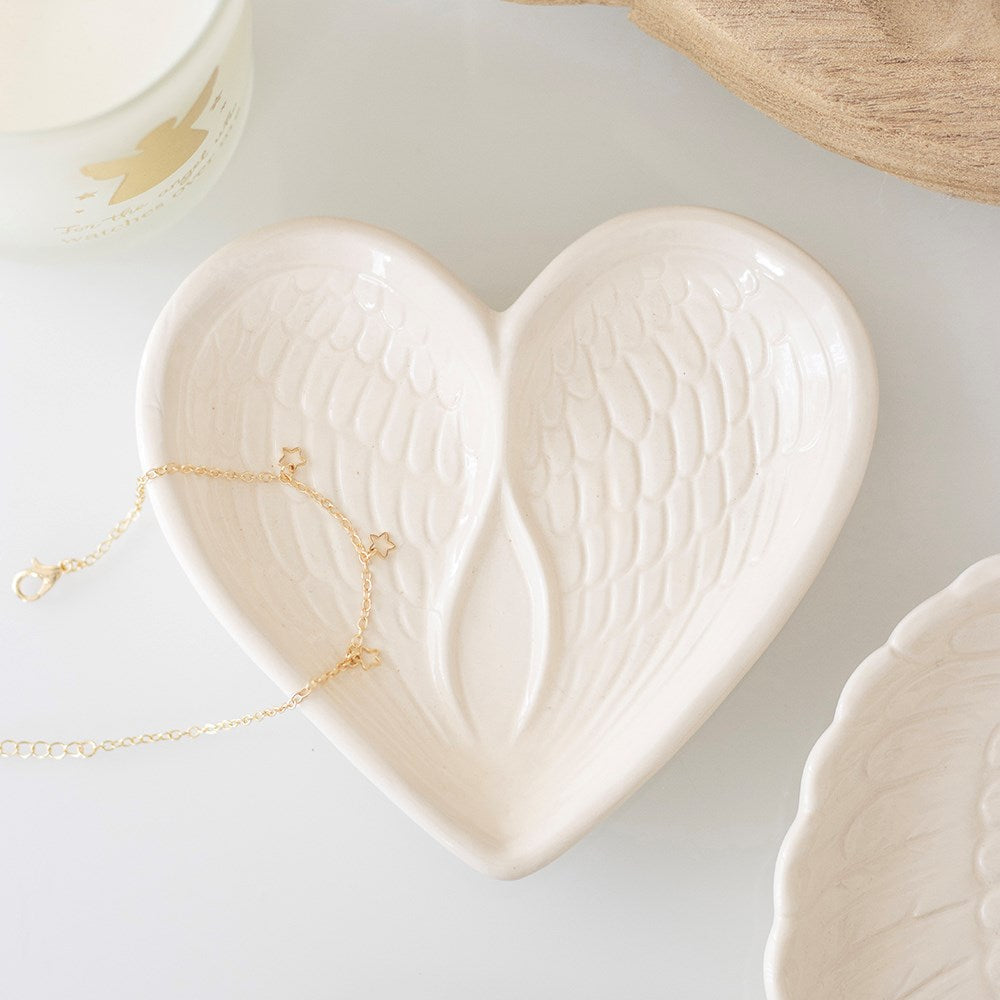 Keramik Herz Schmuckschale Angel Wings Seitenansicht