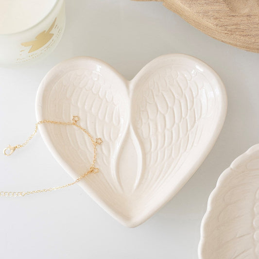 Keramik Herz Schmuckschale Angel Wings Seitenansicht