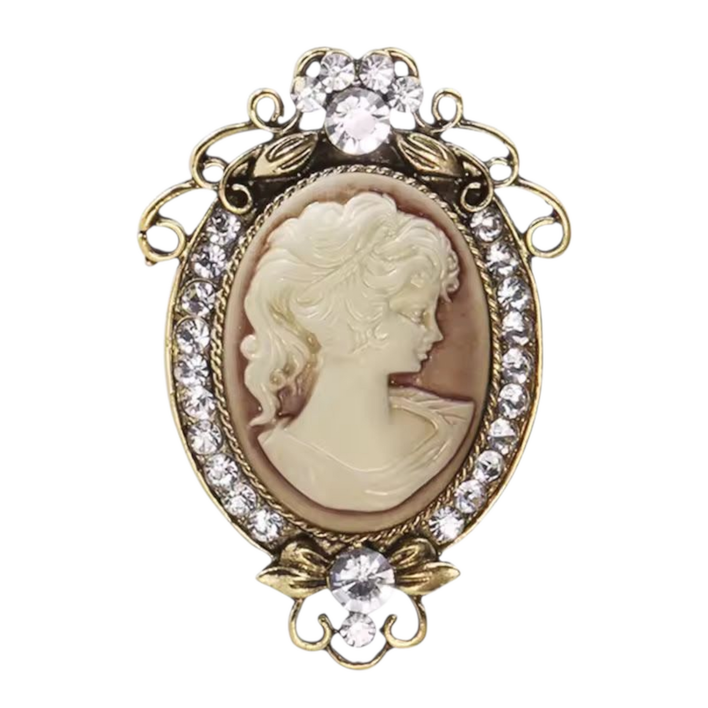 Vintage Brosche Cameo gold-silberfarben