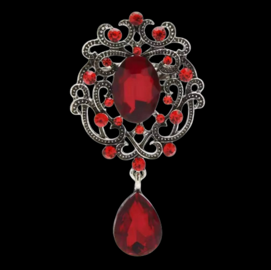 Vintage Brosche barock in gold-rot Ornament