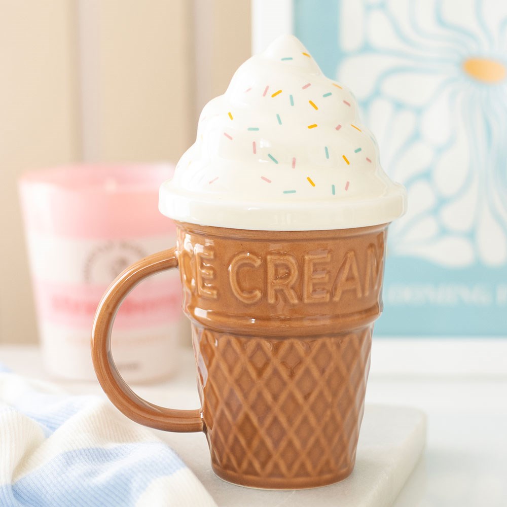 Eiswaffelbecher mit Deckel Tasse Eistüte 500 ml