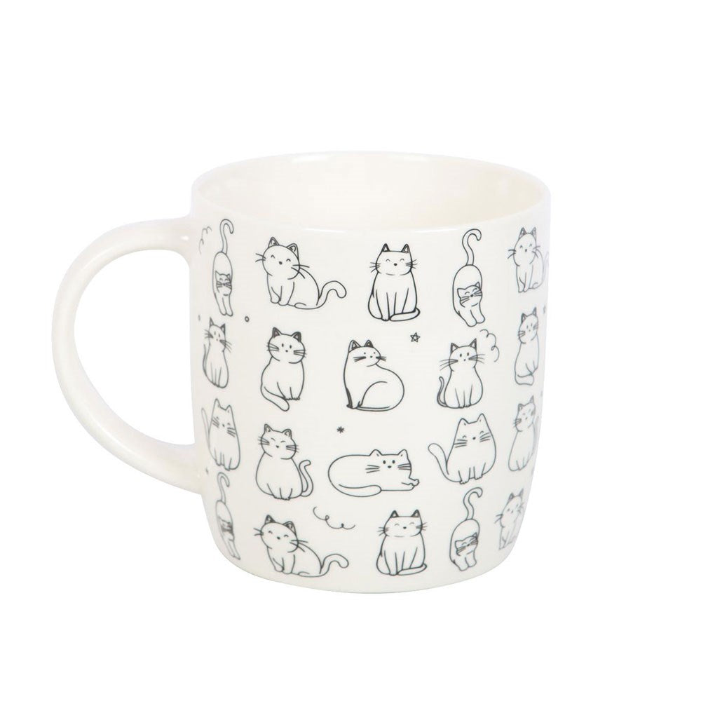 Kleine weiße Katze Tasse mit vielen kleinen Katzen 350 ml