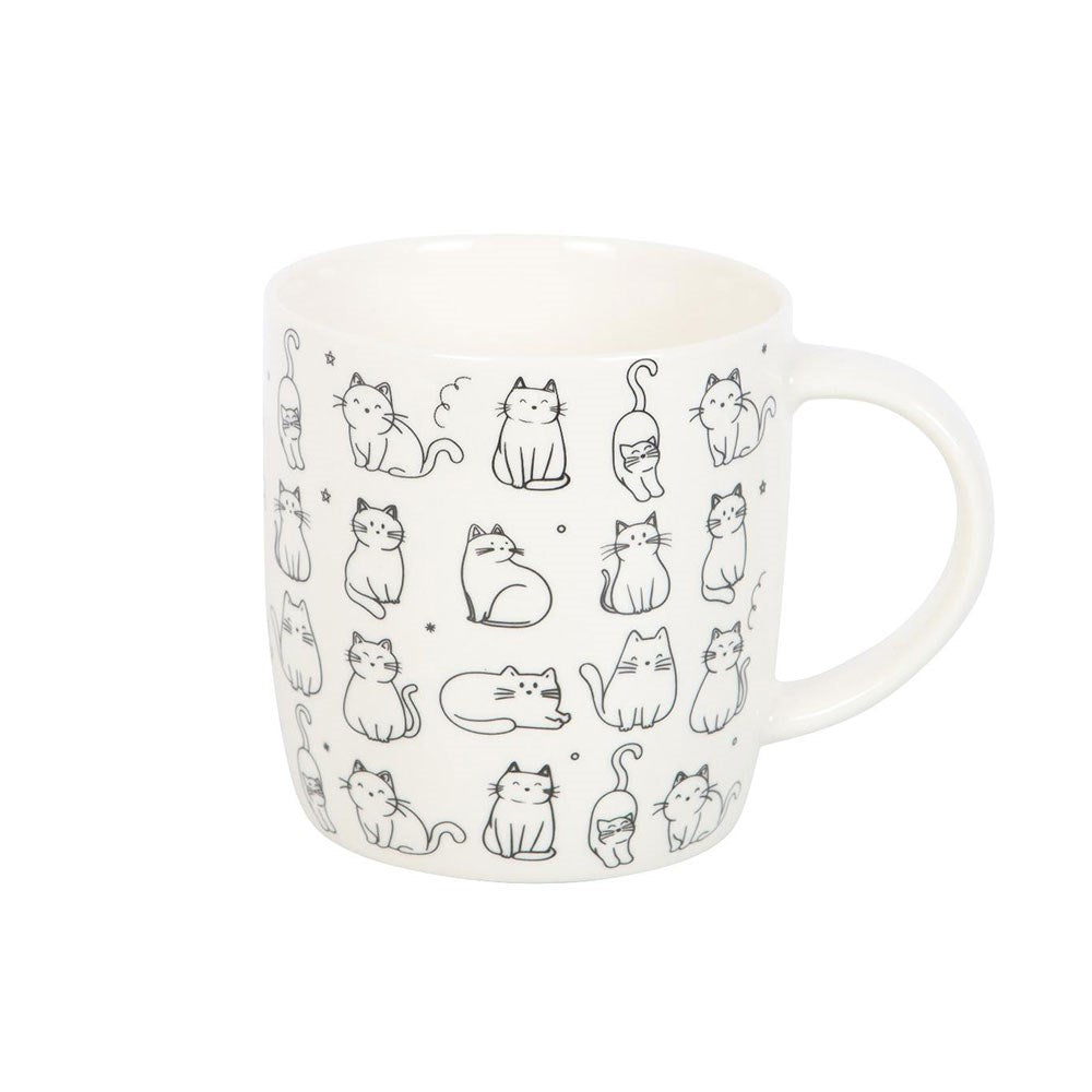Kleine weiße Katze Tasse mit vielen kleinen Katzen 350 ml