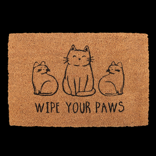 Süße Katzen Fußmatte Türvorleger Kokosfasern "Wip Your Paws" 60x40