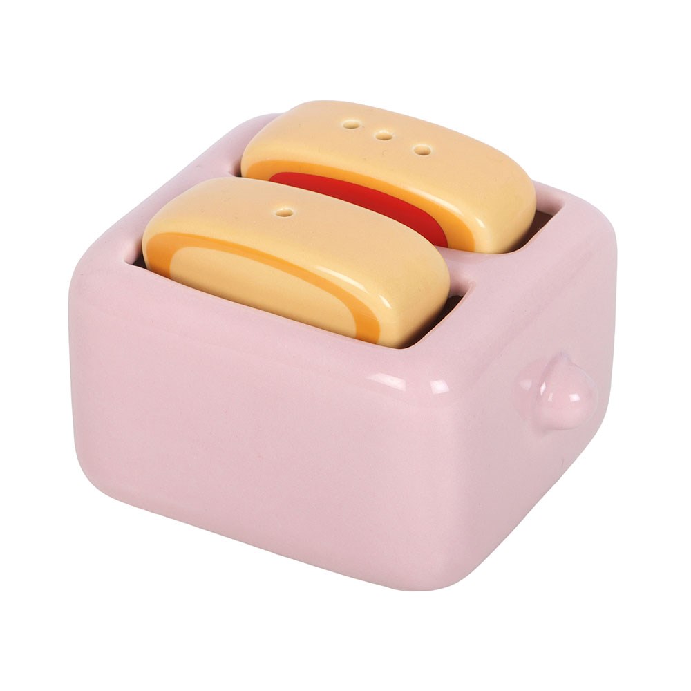 Kawaii Toast Salt and Pepper Shakers mit Toaster-Halter