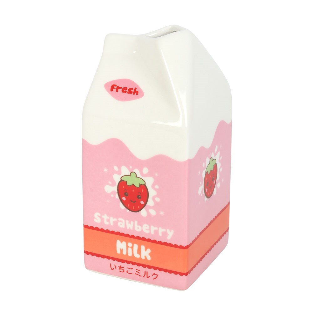 Strawberry Milk Carton Flower Vase - Kawaii Keramik Blumenvase