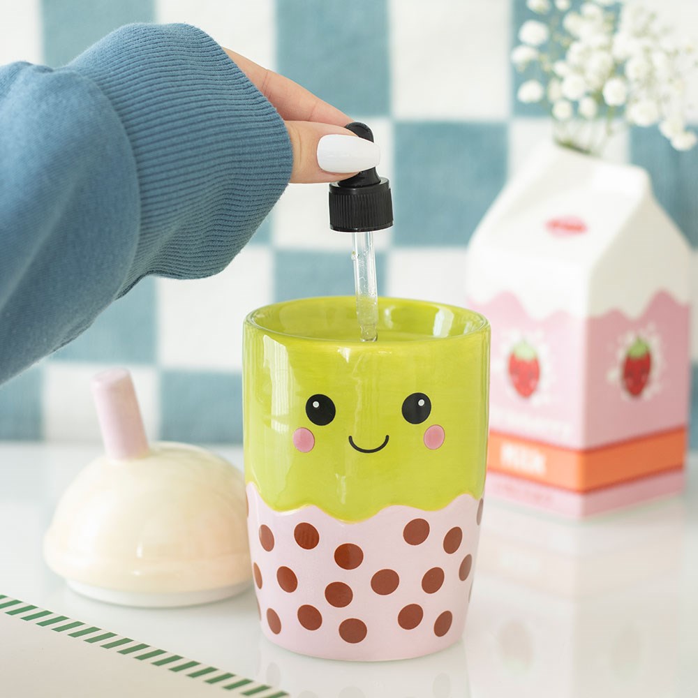 Bubble Tea Duftlampe - Kawaii Keramik Aromalampe Grün