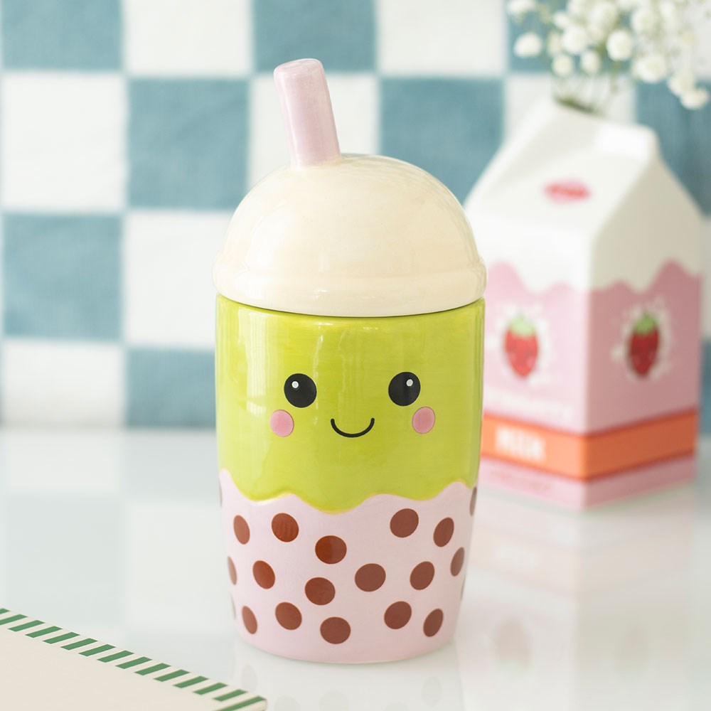 Bubble Tea Duftlampe - Kawaii Keramik Aromalampe Grün