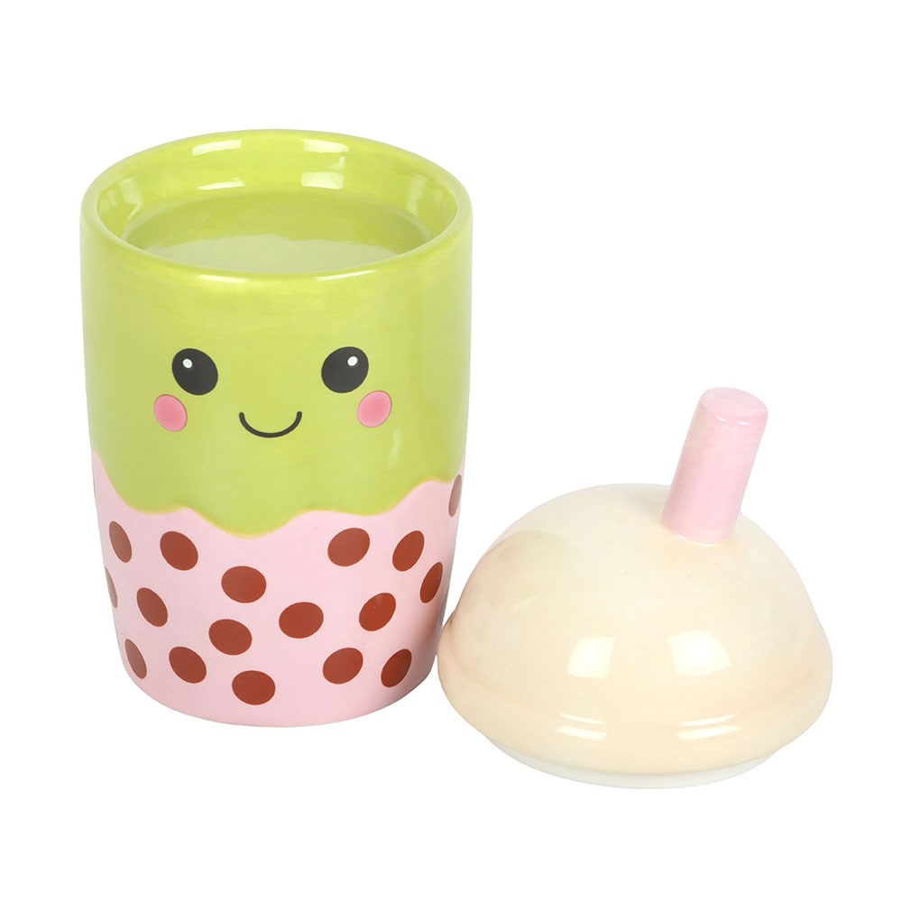 Bubble Tea Duftlampe - Kawaii Keramik Aromalampe Grün