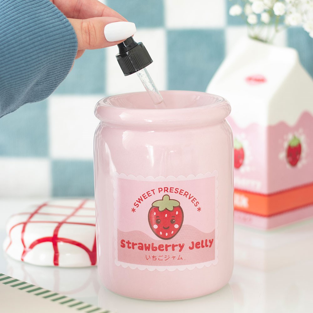 Strawberry Jelly Jar Duftlampe - Kawaii Keramik Aromalampe Rosa