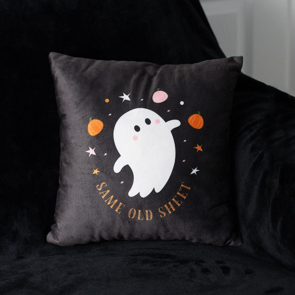 Halloween Kissen "Same Old Sheet" Geist 35x35cm Dekokissen Gothic