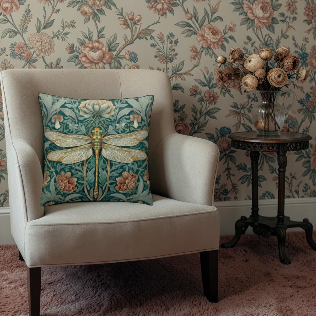 Dekokissen Libelle Jugendstil – Lifestyle Vintage Sessel beige