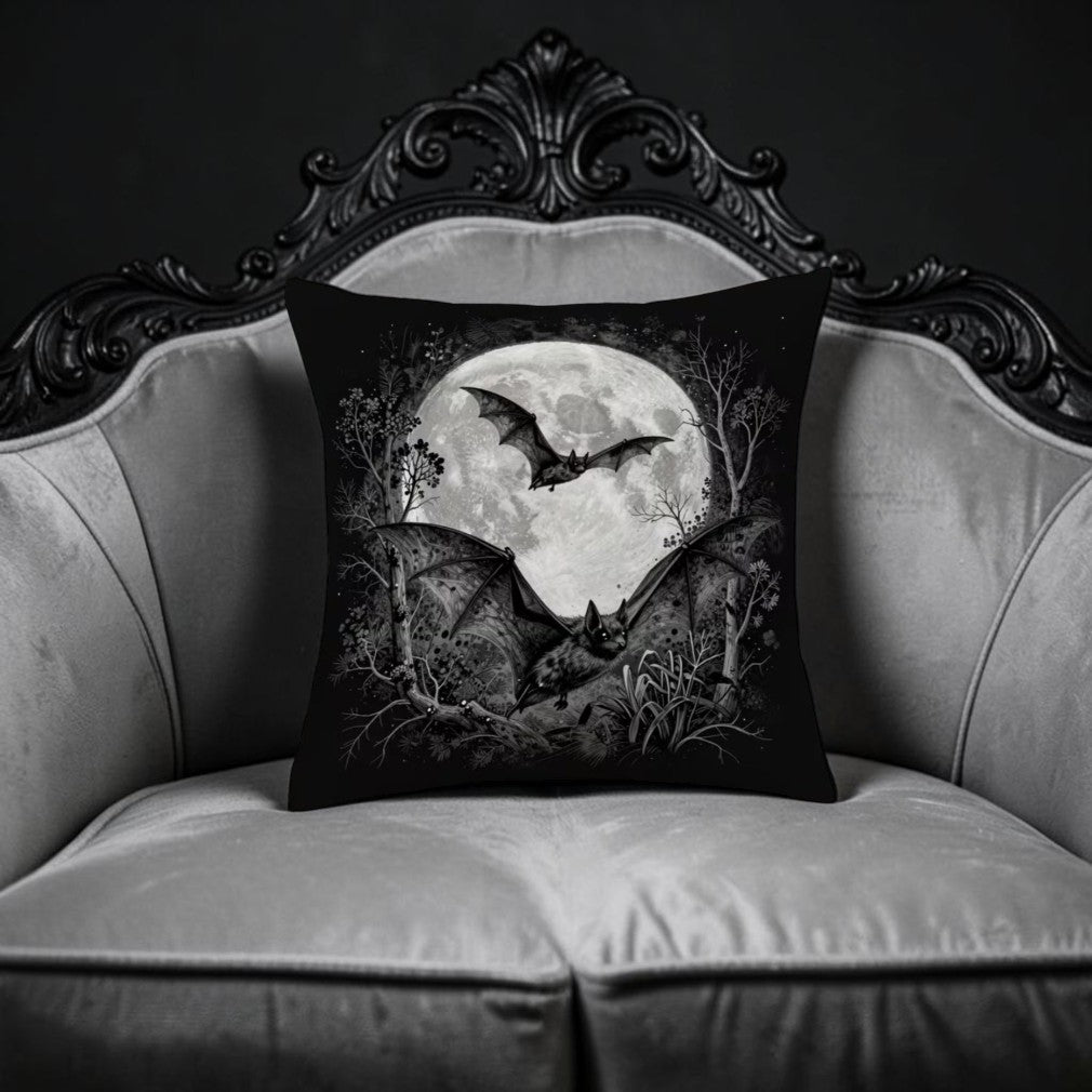 Fledermäuse im Mondschein Gothic Kissen schwarz-grau Dekokoissen 45 x 45 cm