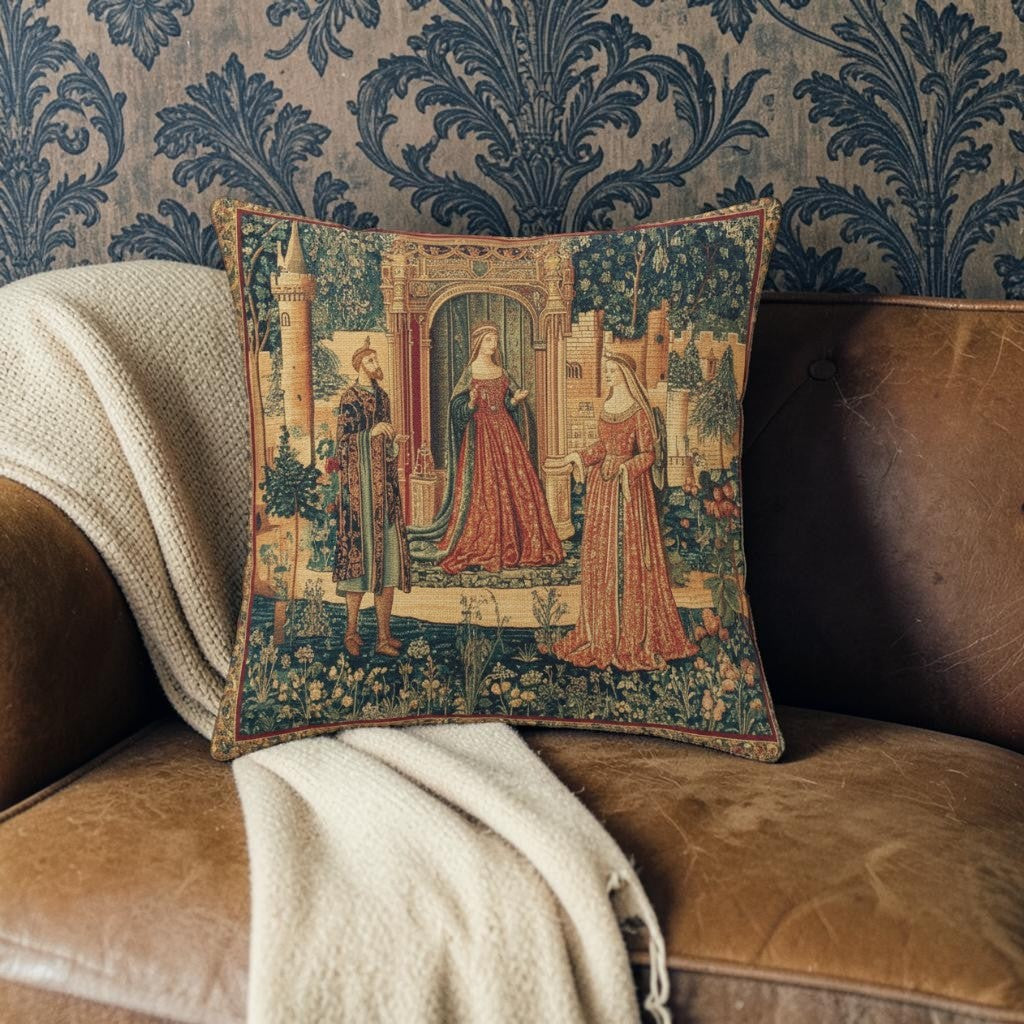 Dekokissen Renaissance Tapisserie – Lifestyle Vintage Sessel Leder