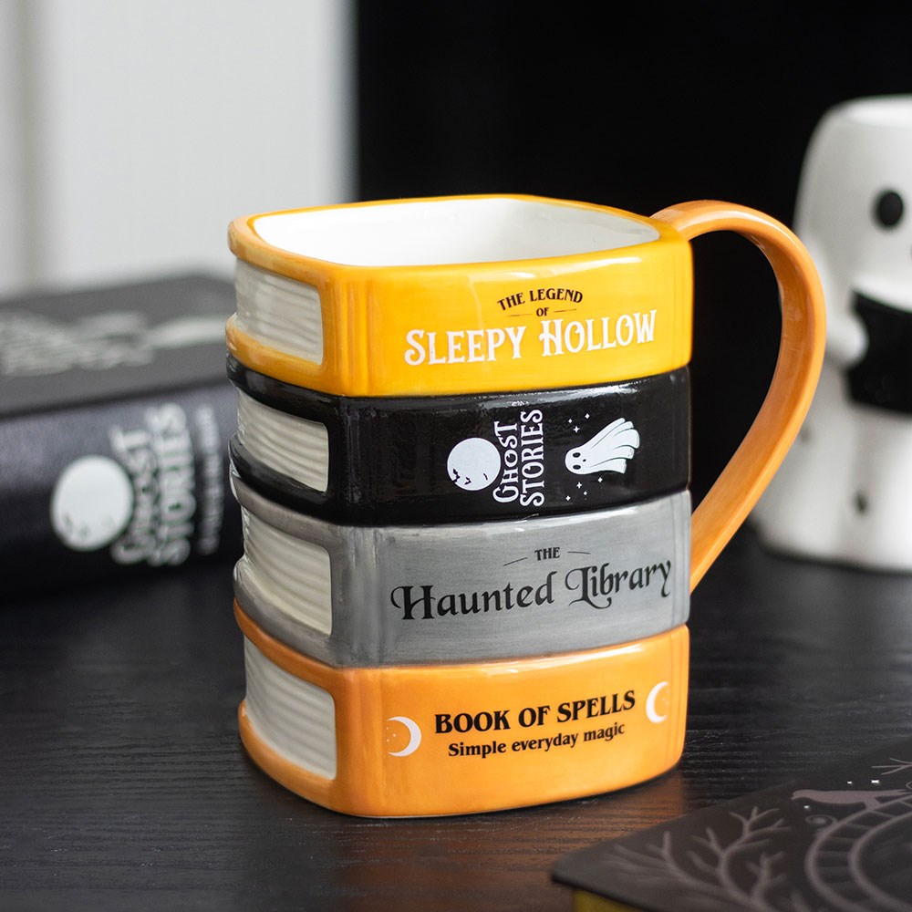 The Haunted Library 3D Tasse – Gestapelte Bücher Halloween Mug