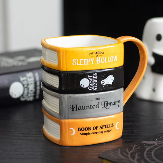 The Haunted Library 3D Tasse – Gestapelte Bücher Halloween Mug