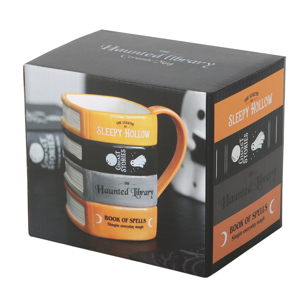 The Haunted Library 3D Tasse – Gestapelte Bücher Halloween Mug