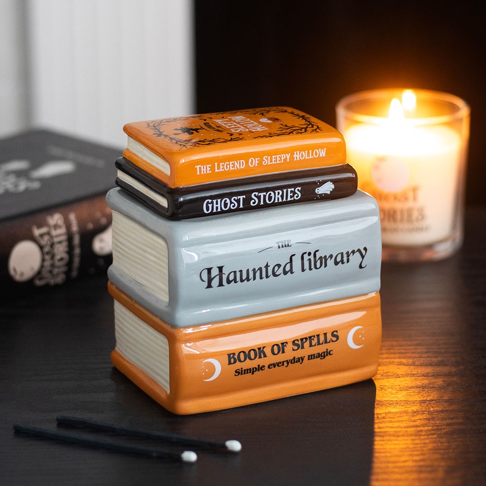 The Haunted Library Keramik Duftlampe Buchstapel Halloween
