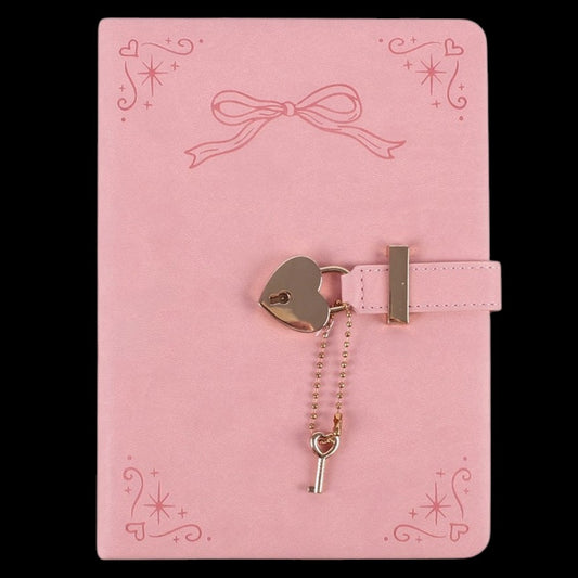 Romantisch Tagebuch rosa mit Herzschloss und Schlüssel Kawaii