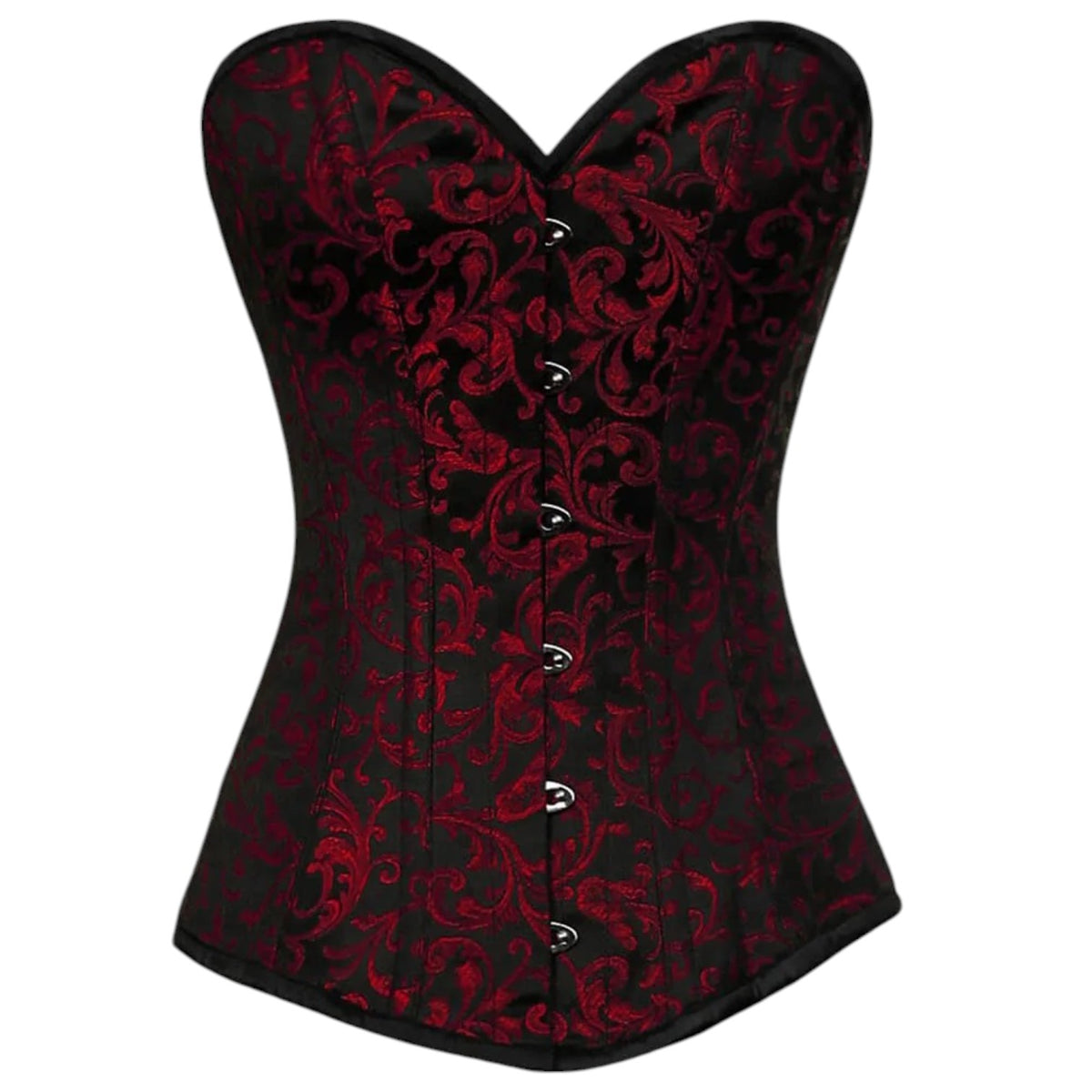 Barockes Vollbrustkorsett "Alison" bordeaux mit Ornamenten Gothic