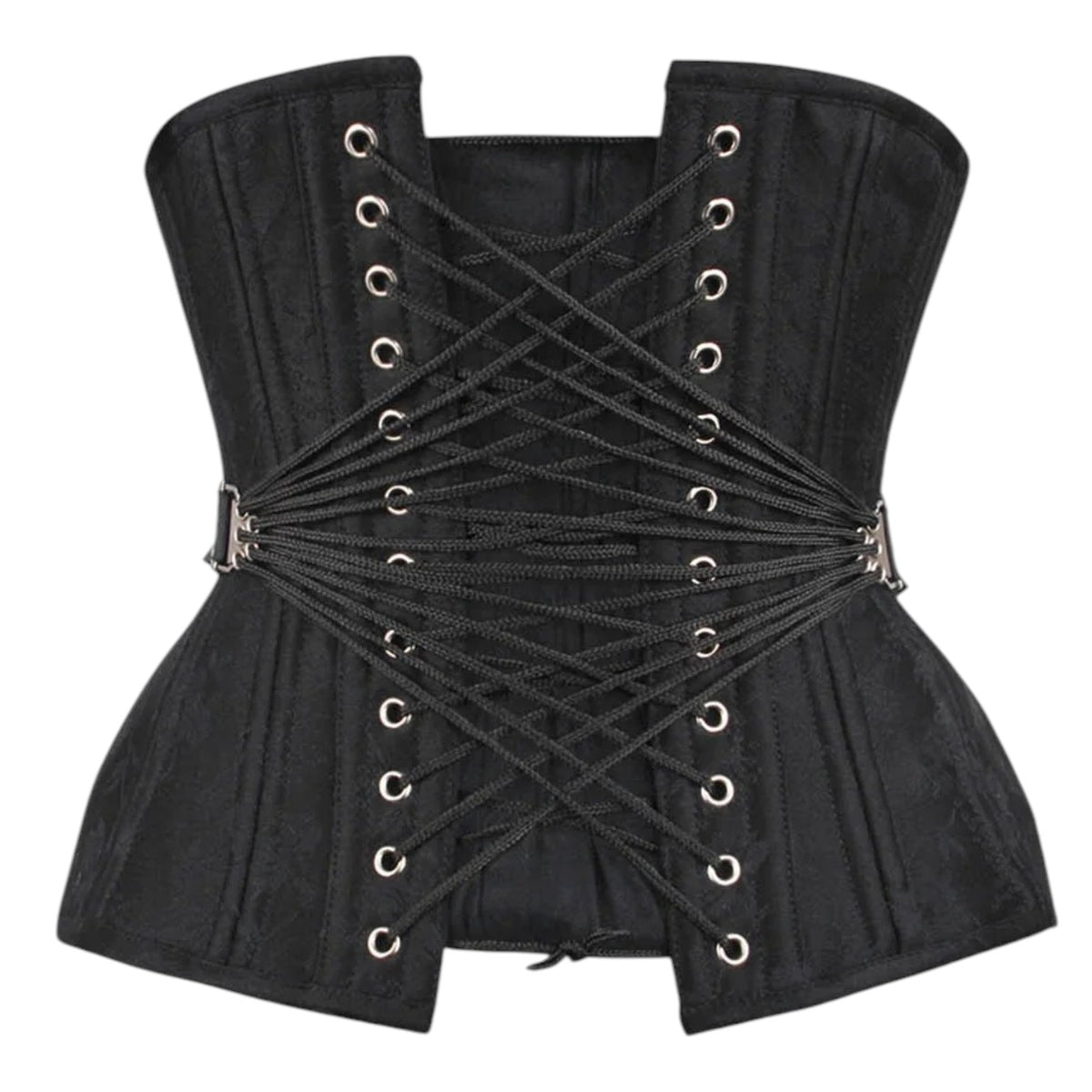 Gothic Curvy-Unterbrustkorsett  schwarz mit Fächerschnürung