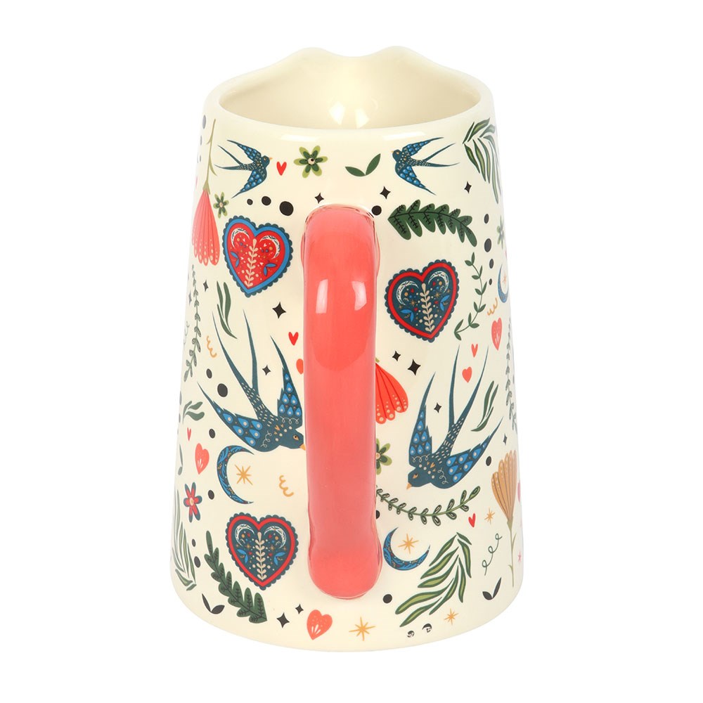 Vintage Keramik Blumenkrug mit Blumenmuster 1200 ml
