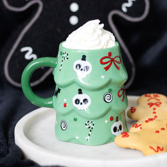 Gothic verrückte Weihnachtstasse Becher Weihnachtsbaum