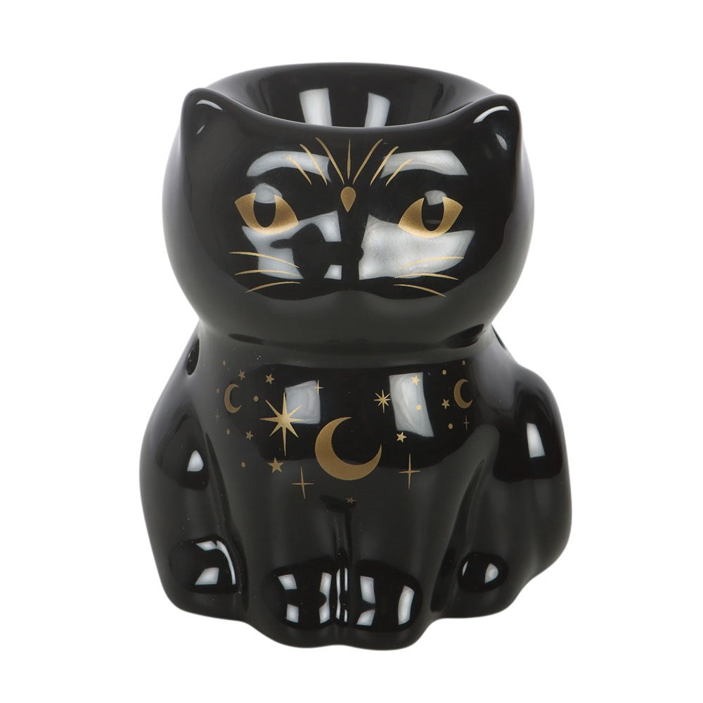 Mystischen Katze als Duftlampe Cat Magick Burner schwarz-gold