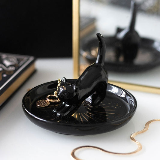 Cat Magick Schmuckschale in schwarz-gold Katzen Deko