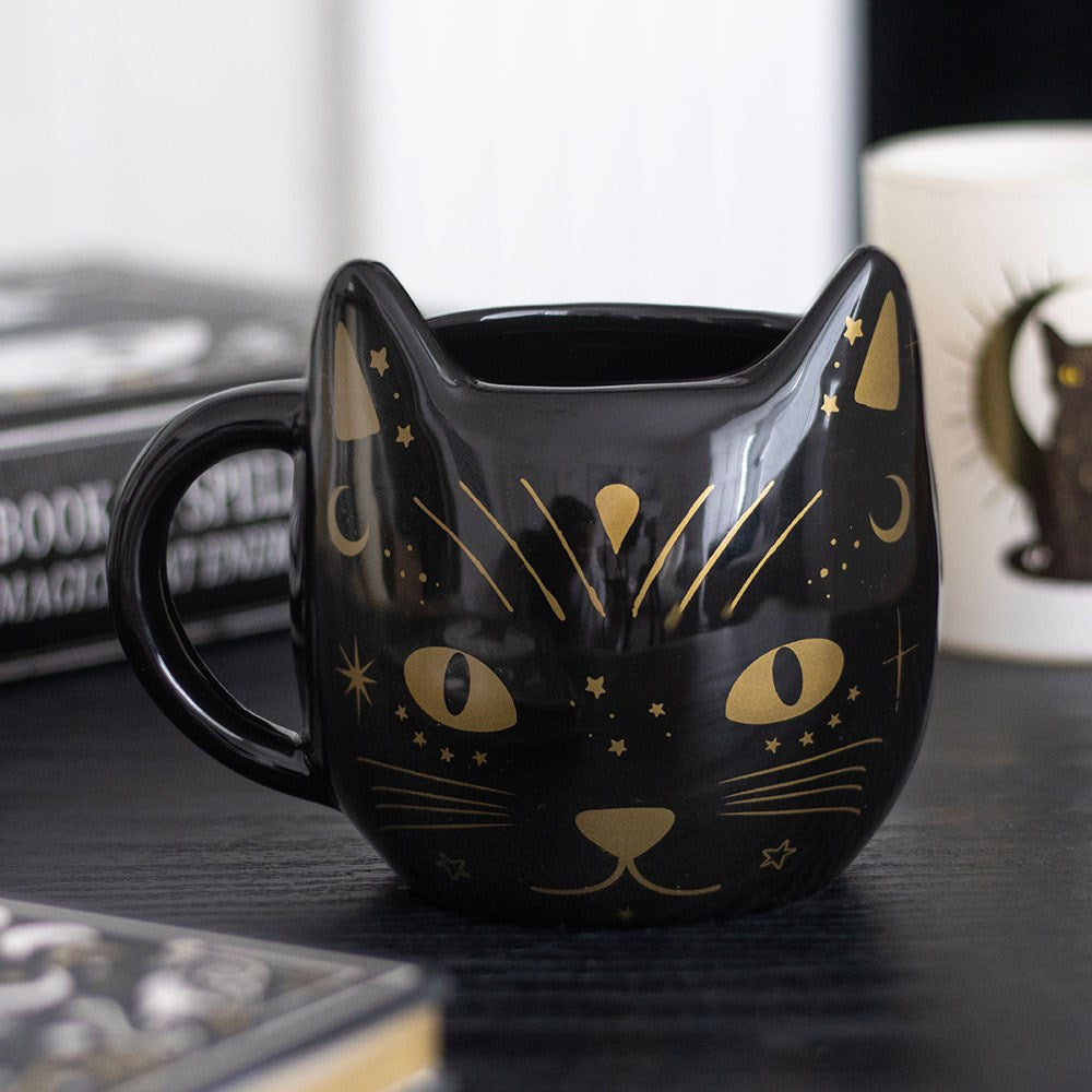 Schwarze Gothic Katzen 3D Tasse