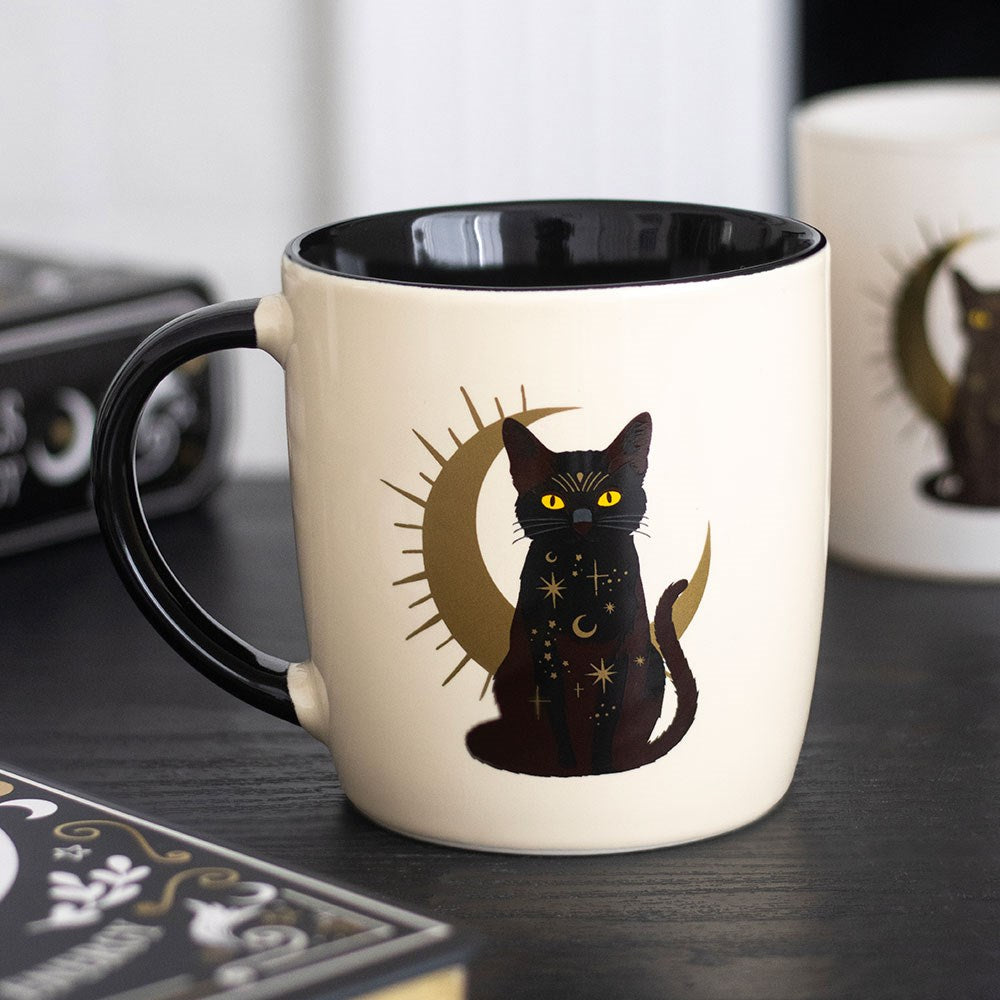 Magick Cat Keramiktasse – Schwarze Katze mit Mond