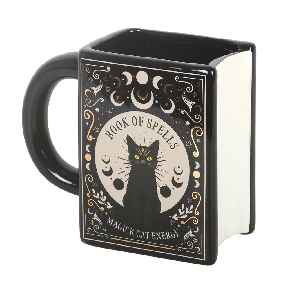 Book of Spells Magick Cat Katzen Gothic Tasse Buchform
