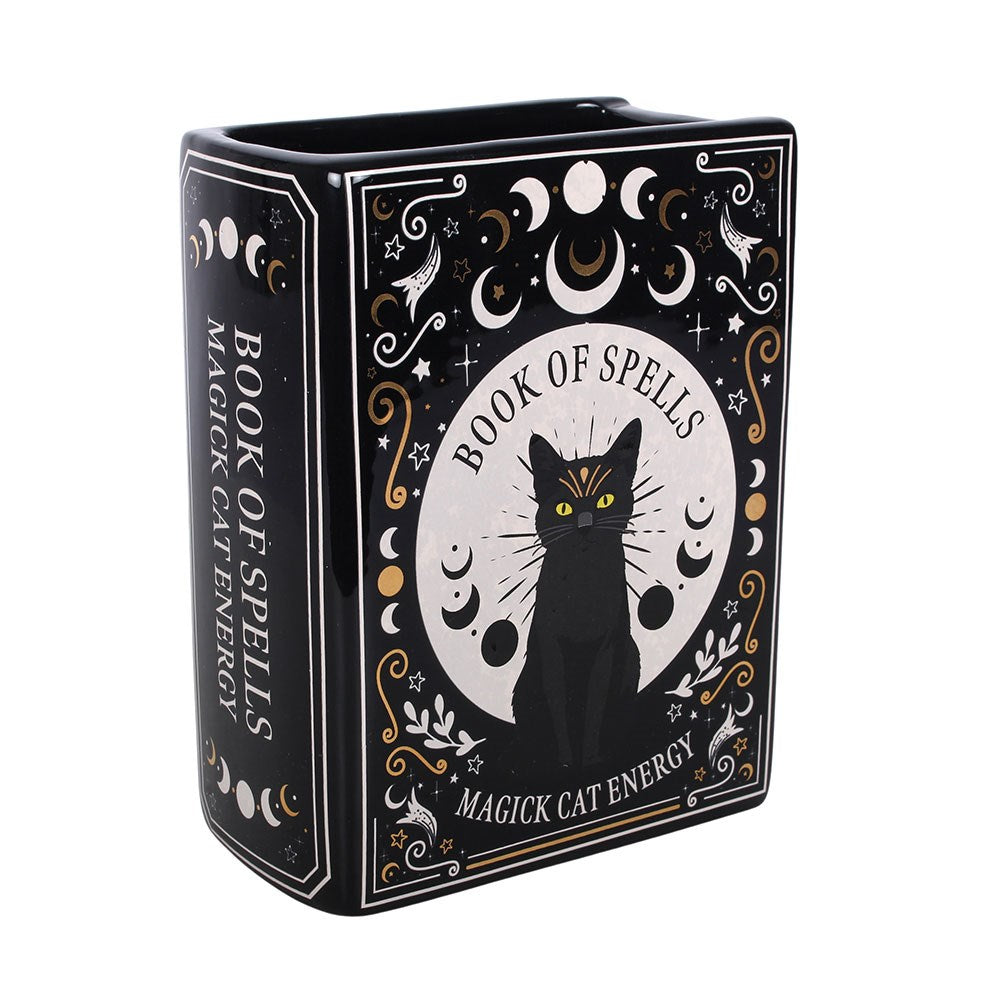 Book of Spells Vase – Magick Cat Energy- Gothic Deko